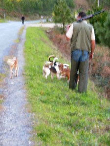 Galician hunter and his pack of pooches.